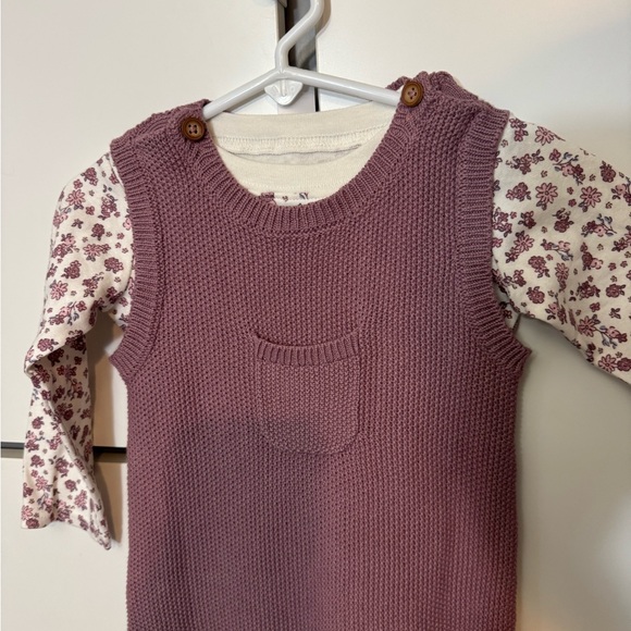 CARTERS baby girl knit overall tshirt set; baby girl gifts; baby girl clothes - Picture 8 of 11